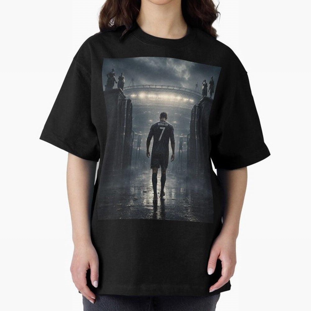 CR7 Entering a Stadium Legend Oversized T-Shirt Keep the Match Day Mood of FIFA World Cup 2026 USA Canada Mexico for Fans of Haaland and Mbappe and Brazil, Bringing Worldwide Fan Energy, Dramatic Goals, Stadium Lights and Championship Celebrations;