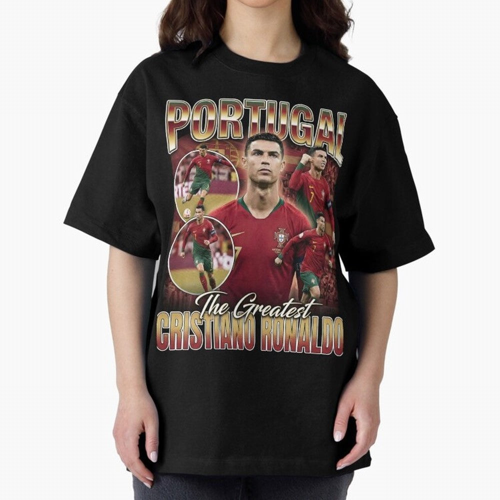 Cristiano Ronaldo Portugal Vintage Oversized T-Shirt Experience FIFA World Cup 2026 Spirit, Celebrating Netherlands, Haaland, Football Passion, Legendary Performances, Festival Vibes and Supporter Community; Great for Watch Parties, Sports Bars,