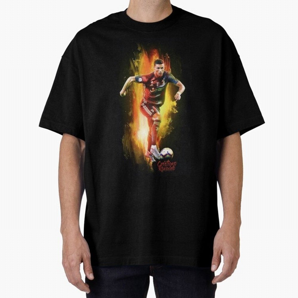 Ronaldo Wallpaper Oversized T-Shirt Fuel Match Day Hype around FIFA World Cup 2026 Group Stage, CR7 and Messi, Argentina and Brazil, Classic Soccer Heritage, Championship Pressure, Fan Loyalty and International Pride; Ideal for Football Dads,