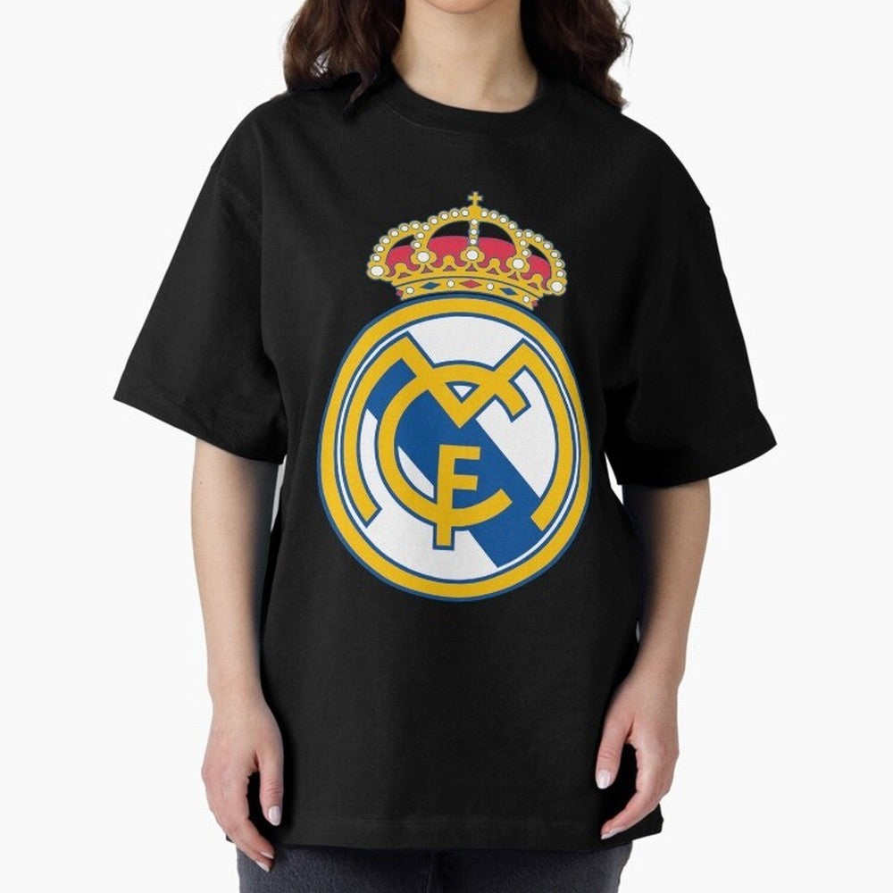 The Madrid CF Logo Oversized T-Shirt Showcase the FIFA World Cup 2026 USA Canada Mexico Journey through Messi Highlights, England and Germany Pride, Soccer Culture, Superstar Moments, National Team Dreams and Competitive Fire; Perfect for