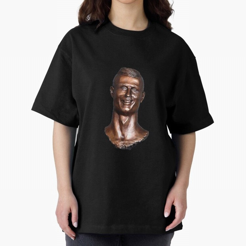 Cristiano Ronaldo Statue Oversized T-Shirt Honor the Beautiful Game during FIFA World Cup 2026 Group Stage Highlighting Messi, Argentina Energy, Championship Spirit, Famous Goals, Roaring Crowds and International Football Unity; Perfect for People