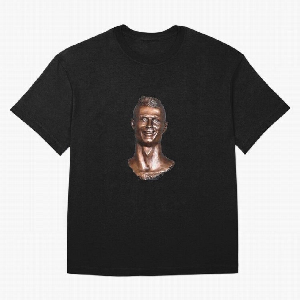 Cristiano Ronaldo Statue Oversized T-Shirt Honor the Beautiful Game during FIFA World Cup 2026 Group Stage Highlighting Messi, Argentina Energy, Championship Spirit, Famous Goals, Roaring Crowds and International Football Unity; Perfect for People