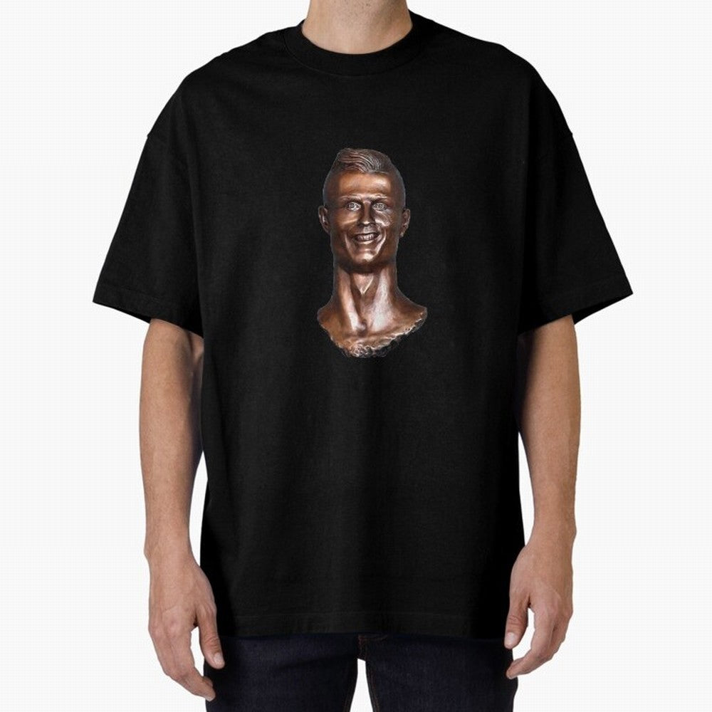 Cristiano Ronaldo Statue Oversized T-Shirt Honor the Beautiful Game during FIFA World Cup 2026 Group Stage Highlighting Messi, Argentina Energy, Championship Spirit, Famous Goals, Roaring Crowds and International Football Unity; Perfect for People