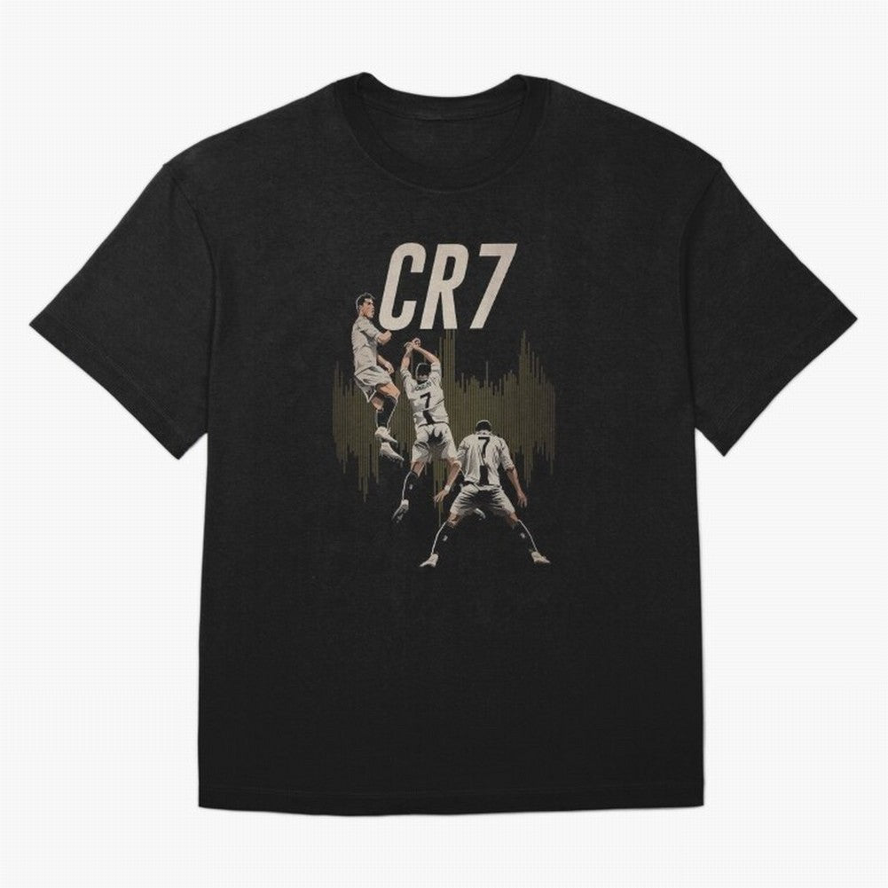 Illustration Ronaldo Design Oversized T-Shirt Capture the FIFA World Cup 2026 Group Stage Journey through Messi Highlights, Spain and Netherlands Pride, Sports Nostalgia, International Competition, Famous Players and Unforgettable Victories; Great