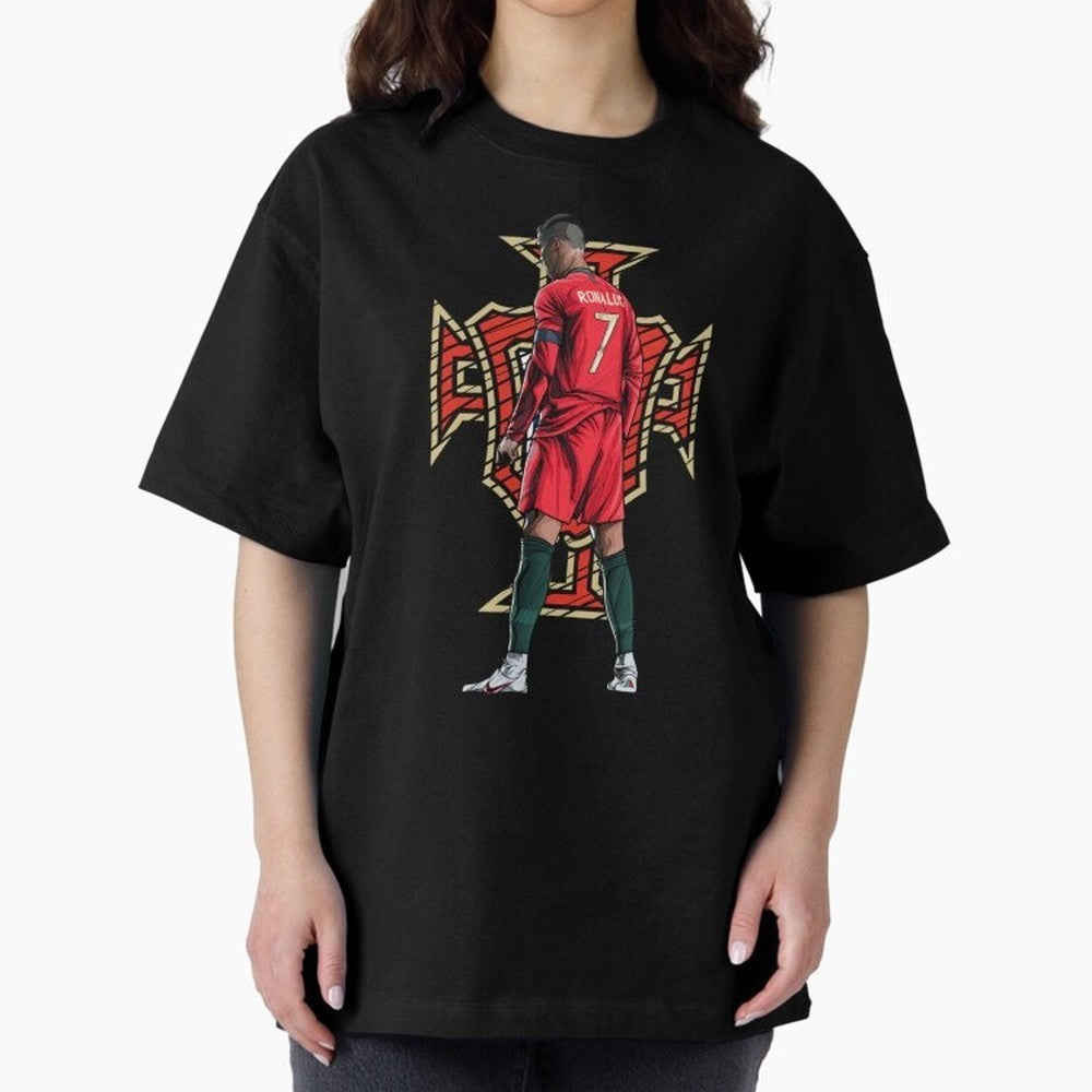 Cristiano Ronaldo Portugal Logo Oversized T-Shirt Mark FIFA World Cup 2026 Group Stage Inspired by Cristiano Ronaldo, Spain Energy, Soccer Culture, Superstar Moments, National Team Dreams and Competitive Fire; Ideal for Passionate Fans Who Love
