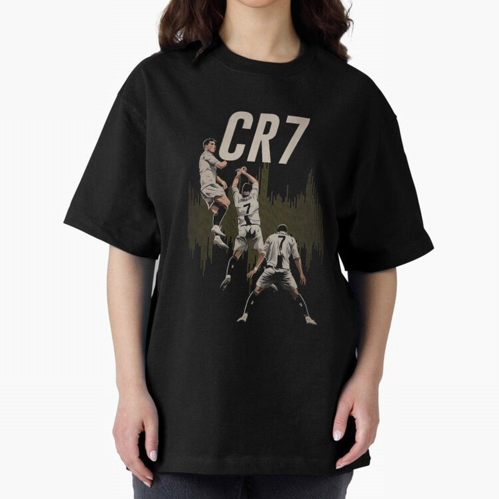 Cristiano Ronaldo Oversized T-Shirt Celebrate the Magic of Match Day Hype around FIFA World Cup 2026, CR7 and Messi, Portugal, Spain and Germany, Retro Football Energy, Iconic Rivalries, Trophy Chase Drama and Stadium Atmosphere; Great for