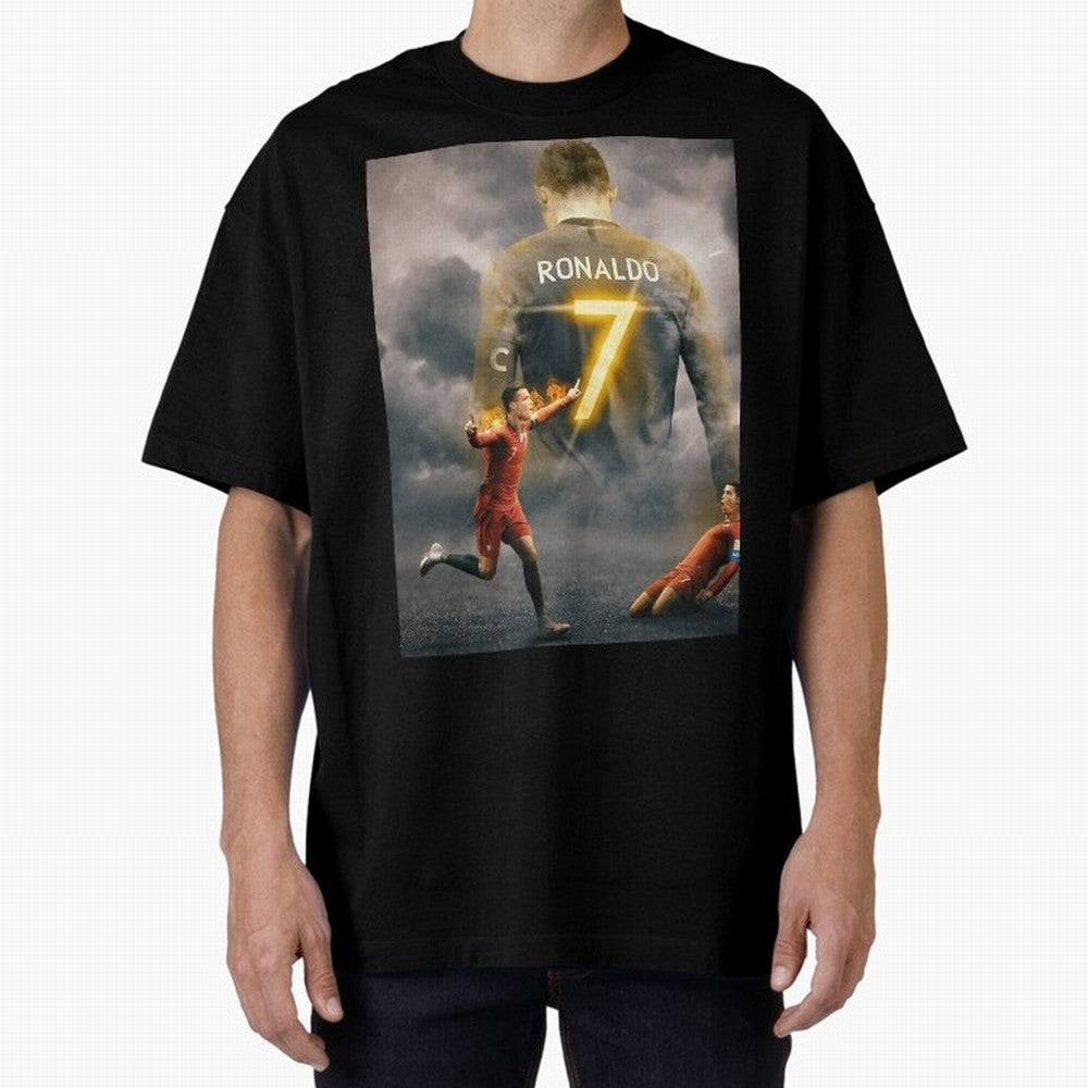 Aesthetic ronaldo poster Oversized T-Shirt Feel International Energy from FIFA World Cup 2026 Group Stage Centered on Neymar, Haaland and Cristiano Ronaldo, France and Portugal Energy, Retro Football Energy, Iconic Rivalries, Trophy Chase Drama and