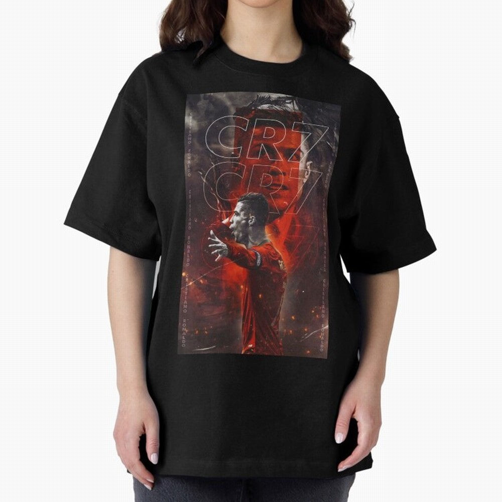 Cristiano Ronaldo Art Oversized T-Shirt Follow FIFA World Cup 2026 Group Stage for Fans of Messi and Spain and Netherlands, Bringing Stadium Memories, Football Loyalty, International Chants and Championship Tradition; Ideal for Passionate Fans Who