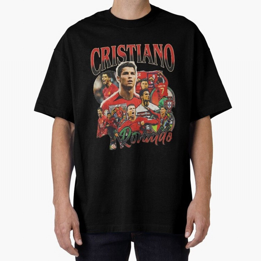 Retro Cristiano Ronaldo Oversized T-Shirt Bring a Champion Mindset to the FIFA World Cup 2026 Journey through Haaland and Mbappe Highlights, England Pride, Stadium Chants, National Pride, Trophy Dreams and Unforgettable Football Memories; Perfect