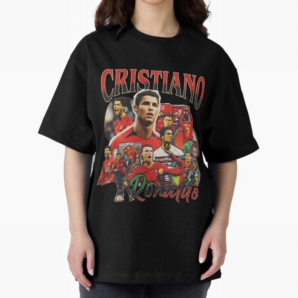 Retro Cristiano Ronaldo Oversized T-Shirt Bring a Champion Mindset to the FIFA World Cup 2026 Journey through Haaland and Mbappe Highlights, England Pride, Stadium Chants, National Pride, Trophy Dreams and Unforgettable Football Memories; Perfect