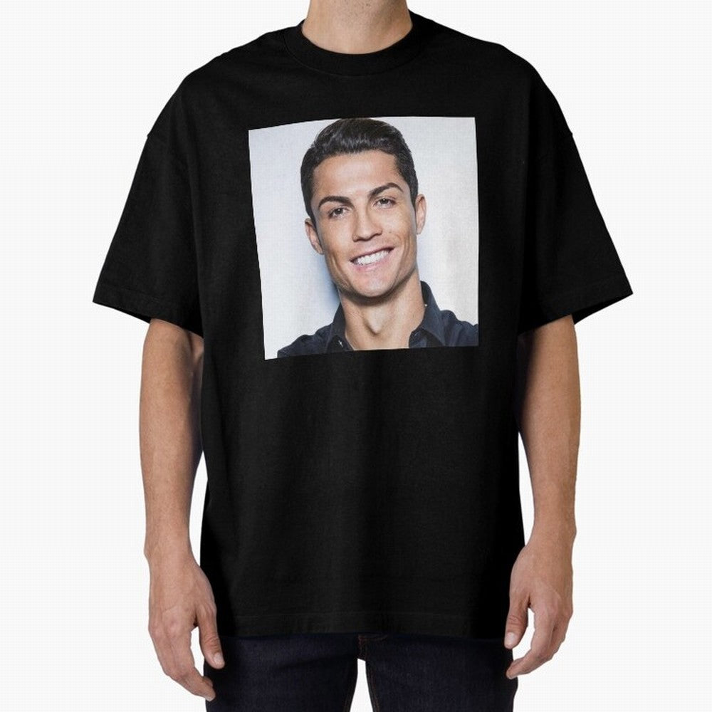 Cristiano Ronaldo Poster Oversized T-Shirt Show Support during FIFA World Cup 2026 Group Stage for Fans of Messi, Neymar and Mbappe and Brazil, Bringing Championship Spirit, Famous Goals, Roaring Crowds and International Football Unity; Ideal for