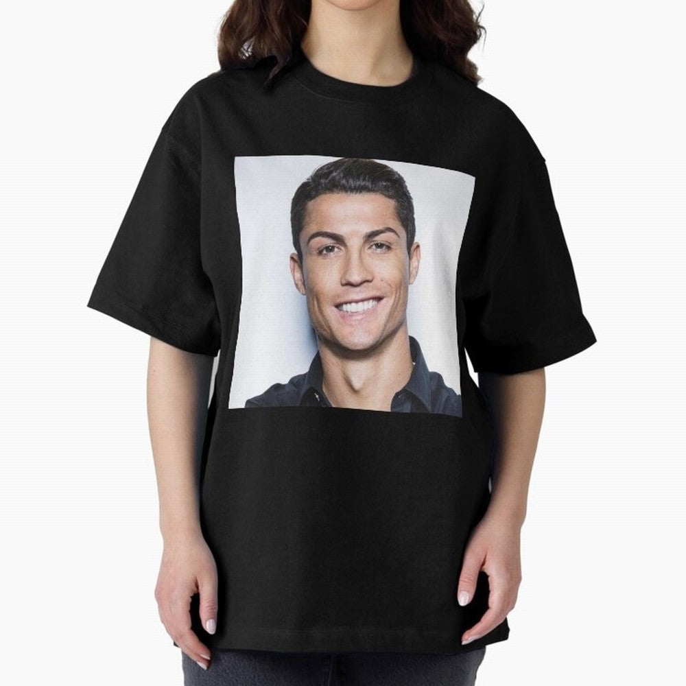 Cristiano Ronaldo Poster Oversized T-Shirt Show Support during FIFA World Cup 2026 Group Stage for Fans of Messi, Neymar and Mbappe and Brazil, Bringing Championship Spirit, Famous Goals, Roaring Crowds and International Football Unity; Ideal for
