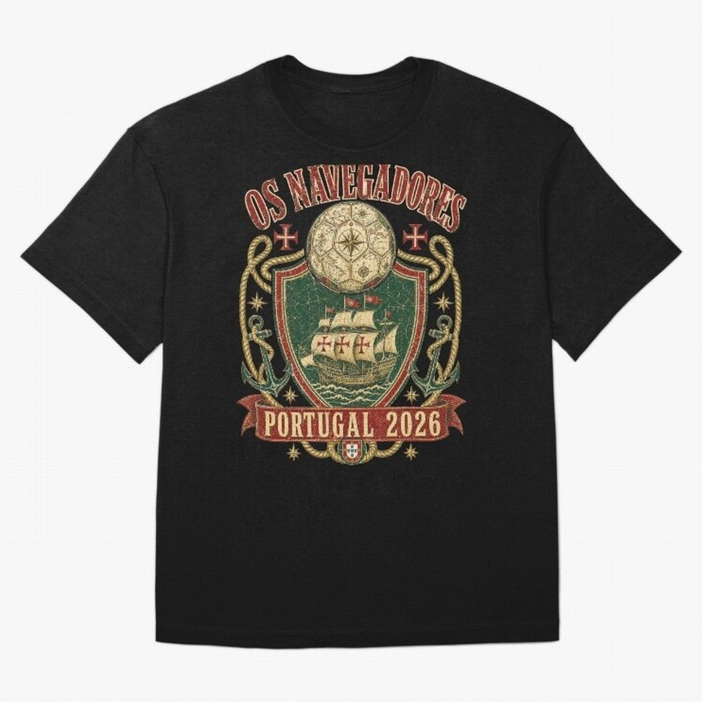 Os Navegadores Portugal 2026 World Cup Soccer T-Shirt Oversized T-Shirt Back the Journey through FIFA World Cup 2026 for Fans of Messi, Neymar and Mbappe and Germany, Bringing Tournament Hype, Historic Matchups, Family Viewing Parties and Global