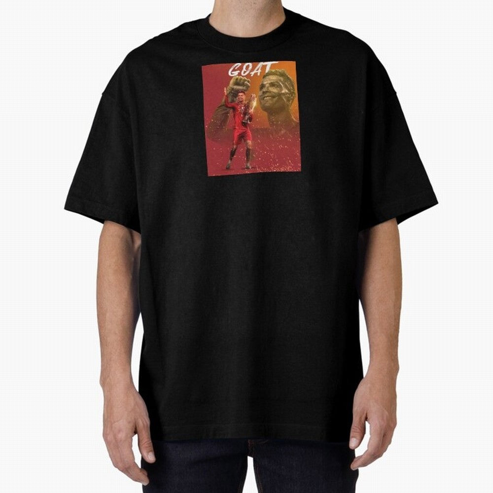 Wallpaper Cris Ronaldo Oversized T-Shirt Celebrate Football Heritage in Global Football Passion for FIFA World Cup 2026, Inspired by Messi, Argentina, Sports Nostalgia, International Competition, Famous Players and Unforgettable Victories; Ideal