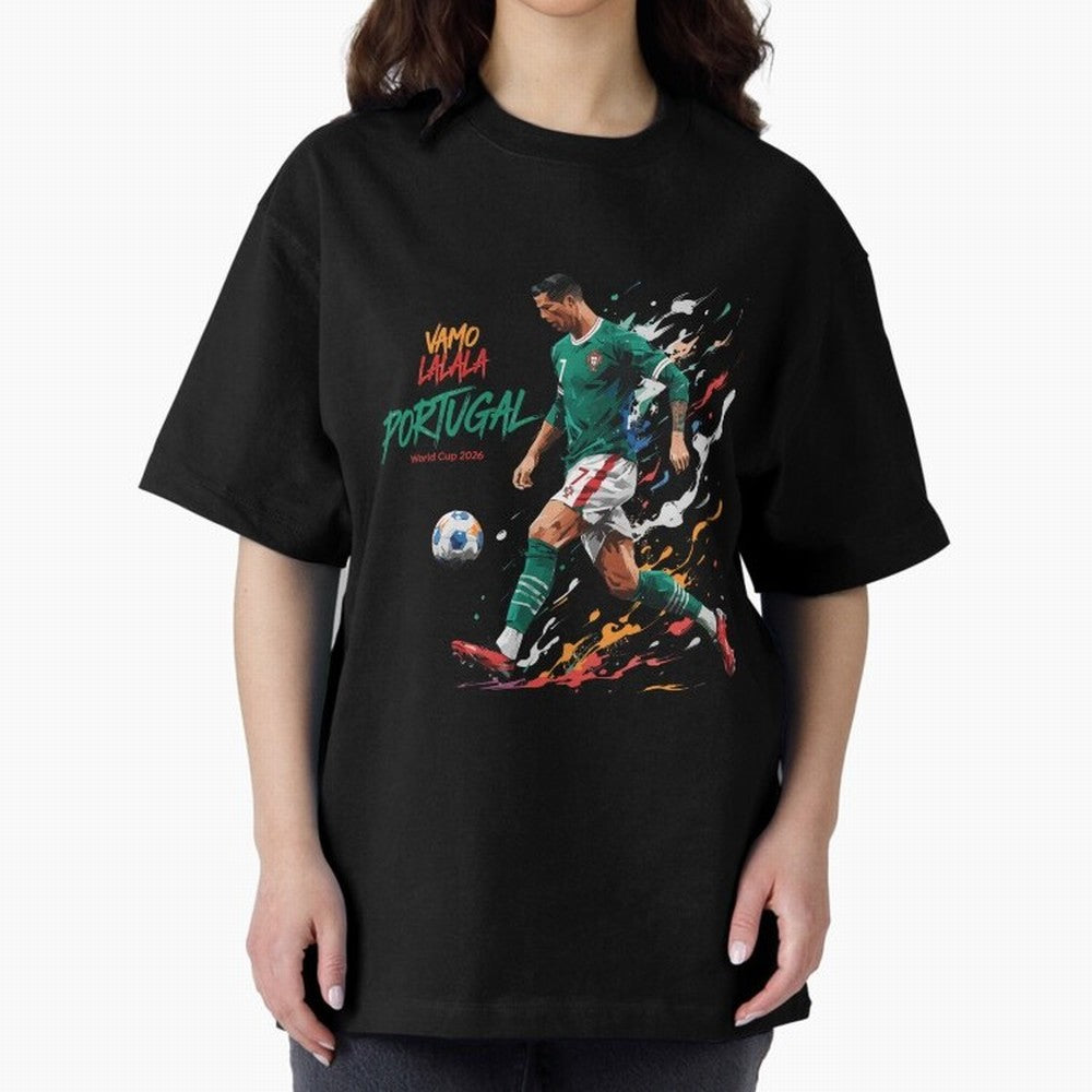 Portugal CR7 Fan World Cup 26 Oversized T-Shirt Cheer through Every Moment of Global Football Passion for FIFA World Cup 2026 Group Stage, Capturing Messi, England, France and Netherlands, Worldwide Fan Energy, Dramatic Goals, Stadium Lights and