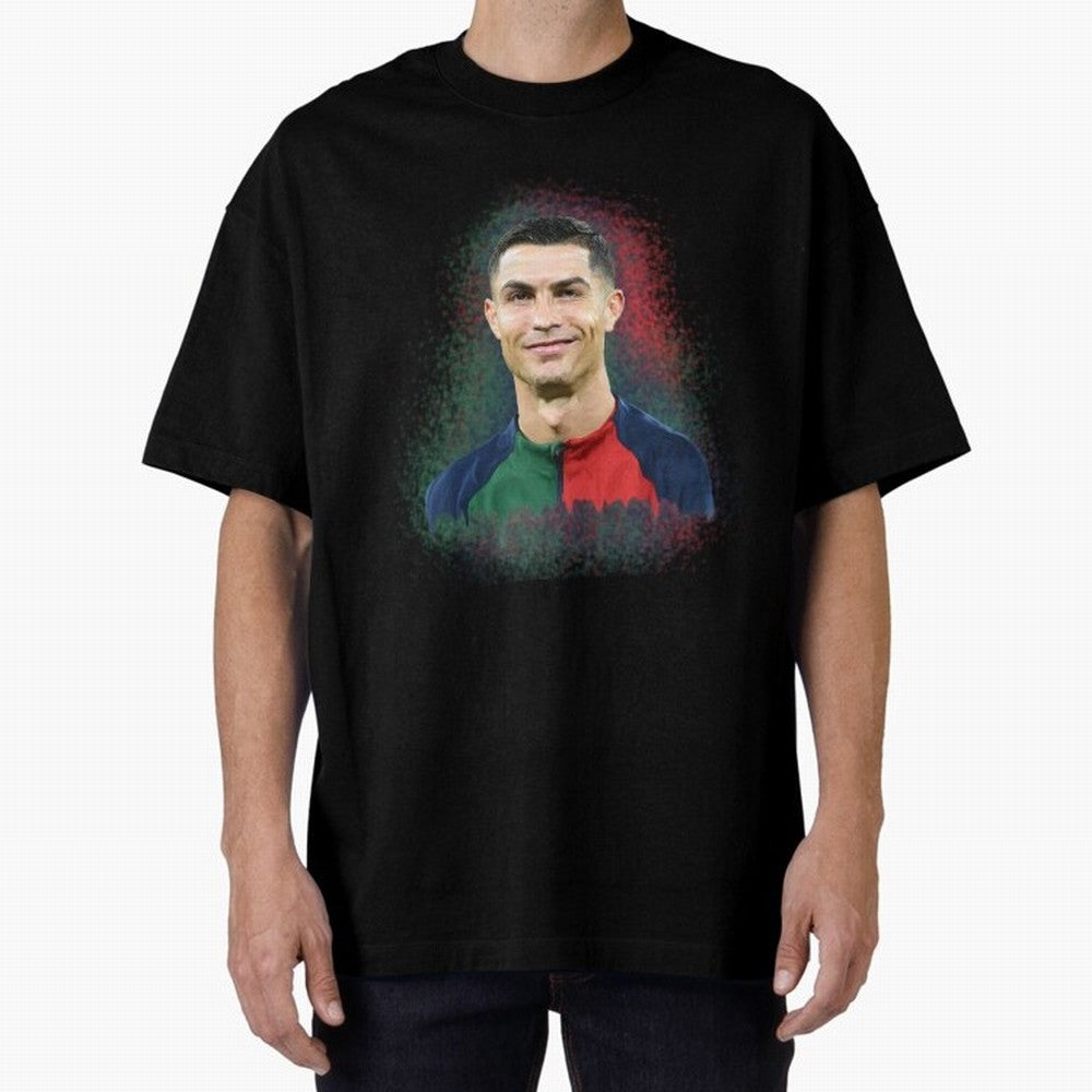 Cristiano Ronaldo digital art Oversized T-Shirt Share FIFA World Cup 2026 Spirit, Featuring Argentina, France and Brazil, Neymar, Stadium Memories, Football Loyalty, International Chants and Championship Tradition; Great for Supporters Who Love
