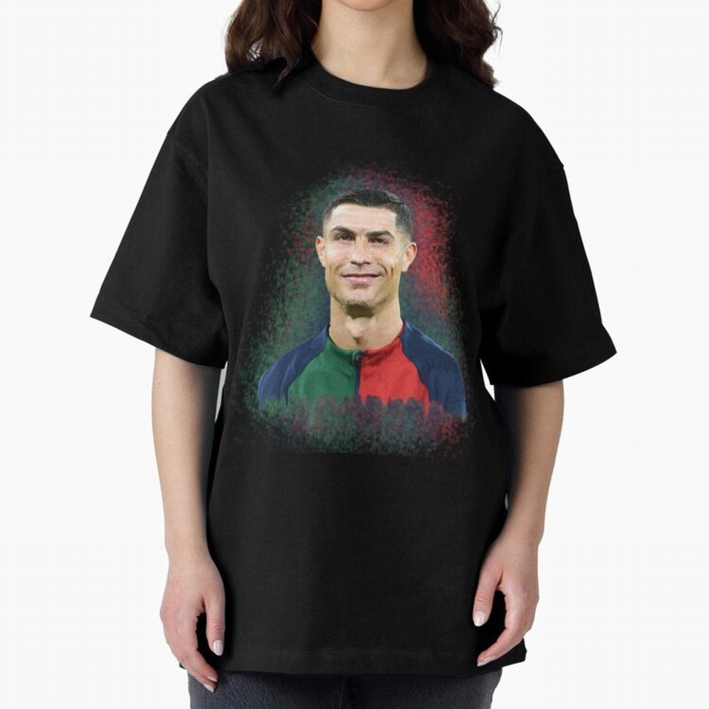 Cristiano Ronaldo digital art Oversized T-Shirt Share FIFA World Cup 2026 Spirit, Featuring Argentina, France and Brazil, Neymar, Stadium Memories, Football Loyalty, International Chants and Championship Tradition; Great for Supporters Who Love