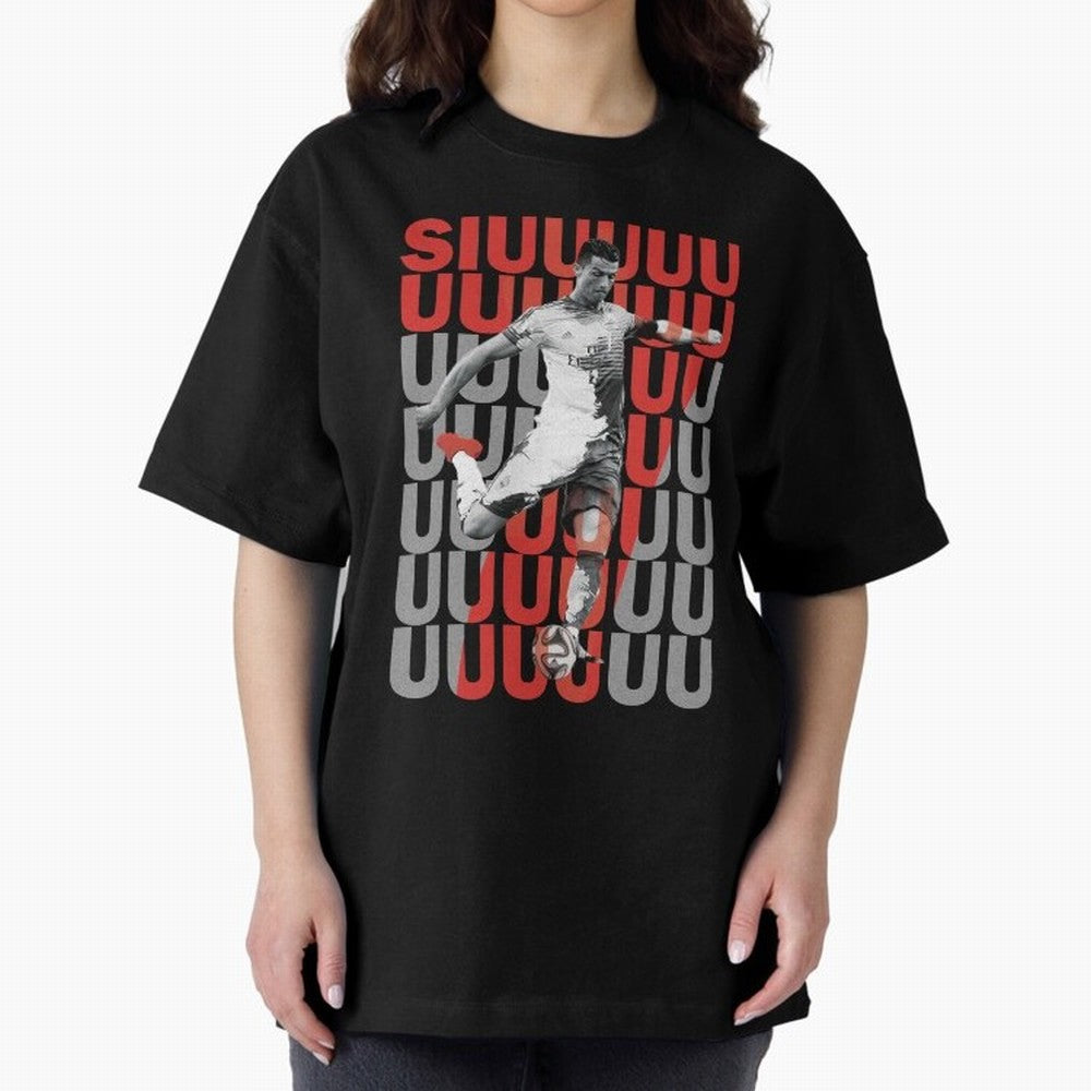 Siuuuuuu Cristiano Ronaldo Oversized T-Shirt Follow Every Goal of the FIFA World Cup 2026 Journey through Cristiano Ronaldo, Haaland and CR7 Highlights, Portugal, Spain and Germany Pride, Global Supporter Spirit, Legendary Goals, National Colors