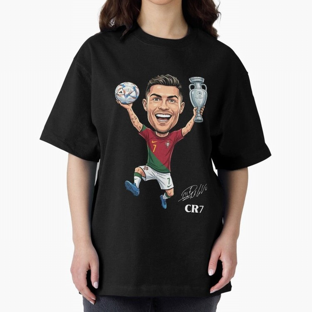 Cristiano Ronaldo Campion Oversized T-Shirt Make Game Day About Global Football Passion for FIFA World Cup 2026, Inspired by Mbappe and Neymar, Germany, Sports Nostalgia, International Competition, Famous Players and Unforgettable Victories; Ideal