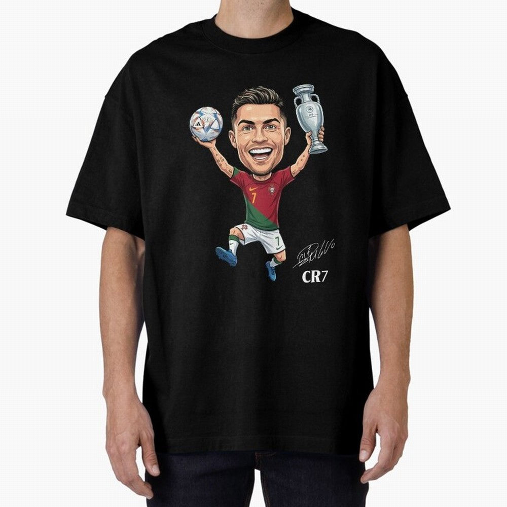 Cristiano Ronaldo Campion Oversized T-Shirt Make Game Day About Global Football Passion for FIFA World Cup 2026, Inspired by Mbappe and Neymar, Germany, Sports Nostalgia, International Competition, Famous Players and Unforgettable Victories; Ideal