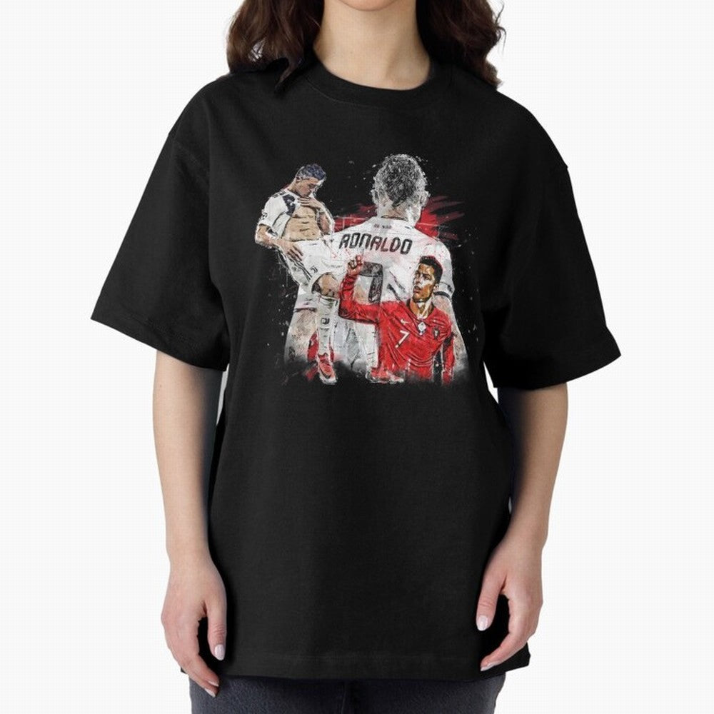 Cristiano Ronaldo Cristiano Ronaldo Oversized T-Shirt Celebrate Fan Culture around Global Football Passion for FIFA World Cup 2026 Group Stage, Filled with Messi, CR7 and Mbappe, Argentina and Brazil, Champion Mindset, Group Stage Buzz, Knockout