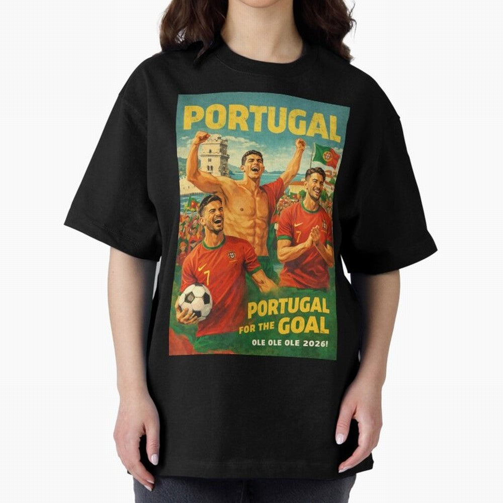 Portugal Lisbon Bel¨¦m Tower Cristiano Ronaldo FIFA World Cup Football Celebration Oversized T-Shirt Make Every Kick Count in FIFA World Cup 2026 Made for Haaland, France Energy, Classic Soccer Heritage, Championship Pressure, Fan Loyalty and