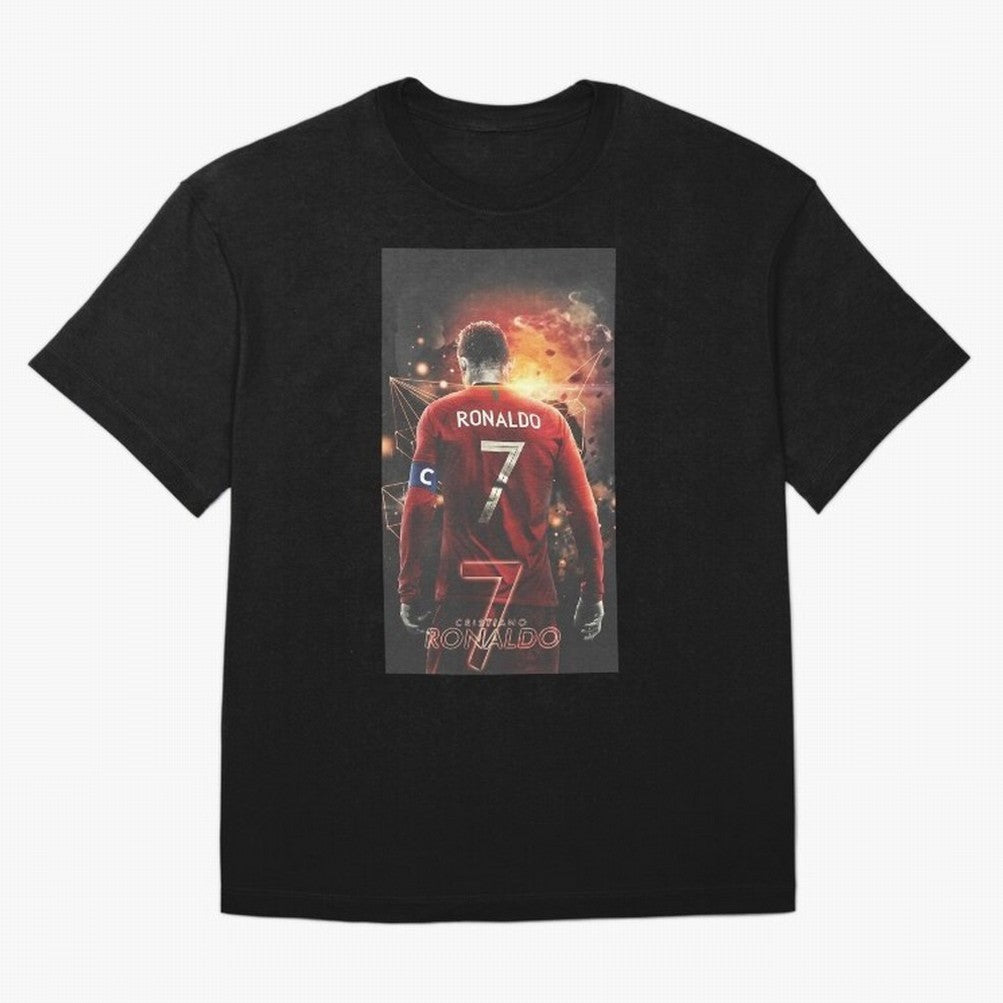At Back Oversized T-Shirt Fuel the Hype around Global Football Passion for FIFA World Cup 2026 Group Stage, Centered on Cristiano Ronaldo, Spain, Classic Soccer Heritage, Championship Pressure, Fan Loyalty and International Pride; Perfect for
