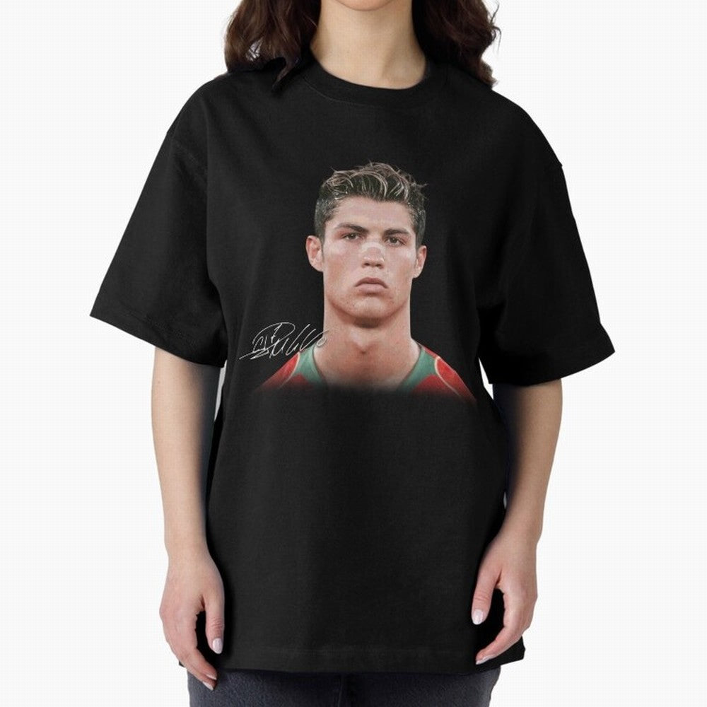 Cristiano Ronaldo T-Shirt Big Face Young Ronaldo Graphic Tee Oversized T-Shirt Honor the Beautiful Game during FIFA World Cup 2026 Group Stage Connected to Mbappe, Argentina Energy, Sports Nostalgia, International Competition, Famous Players and
