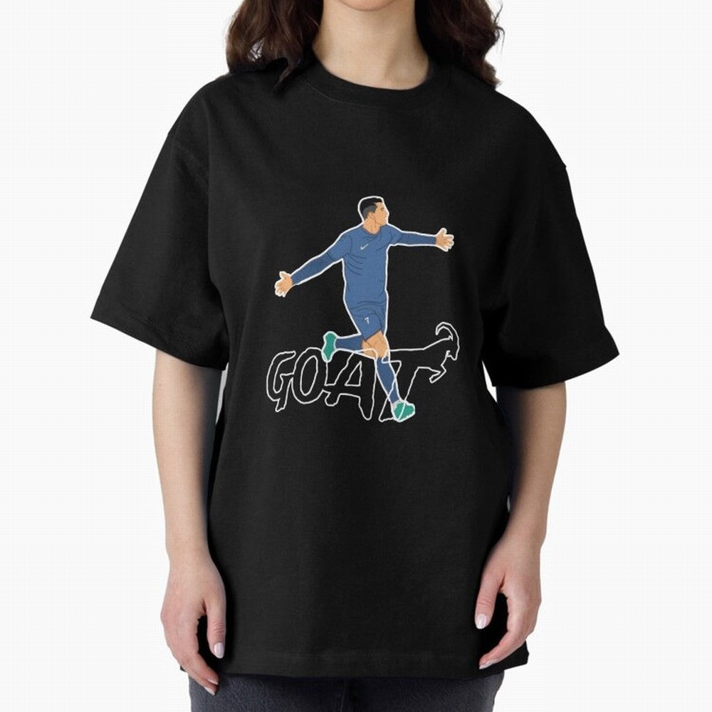 Cristiano Ronaldo - GOAT Oversized T-Shirt Show Love for Legendary Goals in FIFA World Cup 2026 Filled with Messi, Neymar and Mbappe, Spain Energy, Supporter Pride, Iconic Celebrations, Legendary Names and Global Match Day Energy; Created for Match