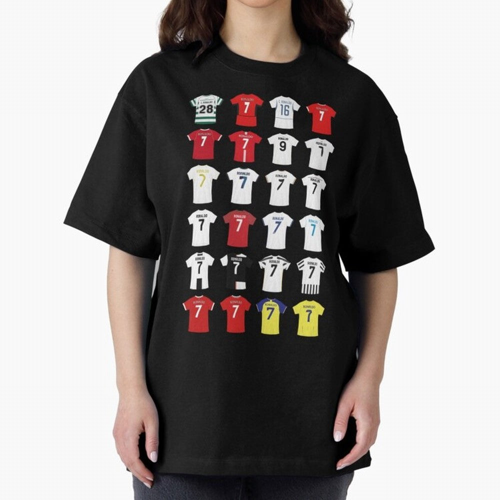 Cristiano Ronaldo Football Oversized T-Shirt Enjoy the Biggest Football Party of the FIFA World Cup 2026 Journey through CR7 and Messi Highlights, England Pride, Retro Football Energy, Iconic Rivalries, Trophy Chase Drama and Stadium Atmosphere;