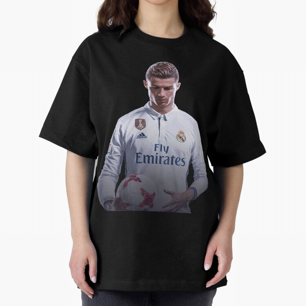 Ronaldo Madrid Jersey Poster Oversized T-Shirt Honor the Football Icons of Match Day Hype around FIFA World Cup 2026 Group Stage, Haaland and Mbappe, Argentina and Brazil, Vintage Soccer Flavor, Modern Football Stars, National Flags and Final Night
