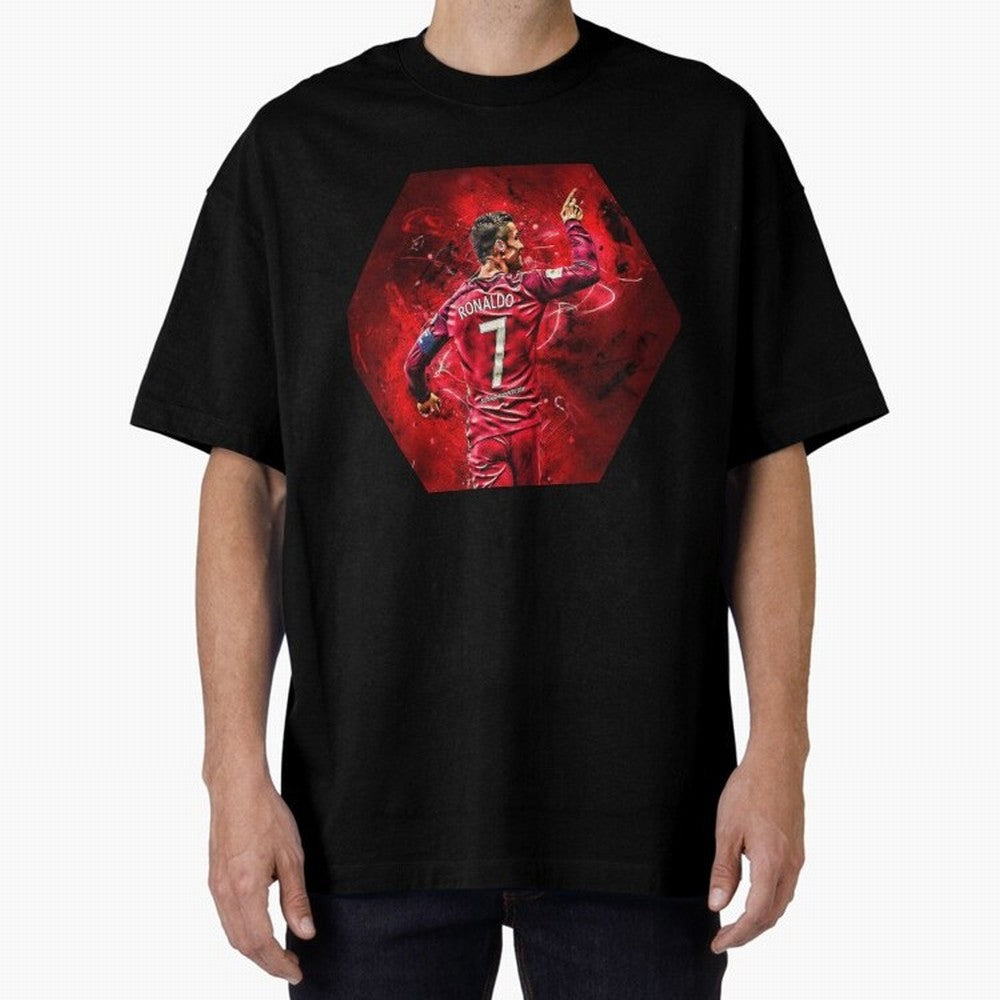 CR7 Art Oversized T-Shirt Bring World Football Passion into Match Day Hype around FIFA World Cup 2026 USA Canada Mexico, CR7, Spain, Vintage Soccer Flavor, Modern Football Stars, National Flags and Final Night Emotion; Made for Die Hard Supporters,