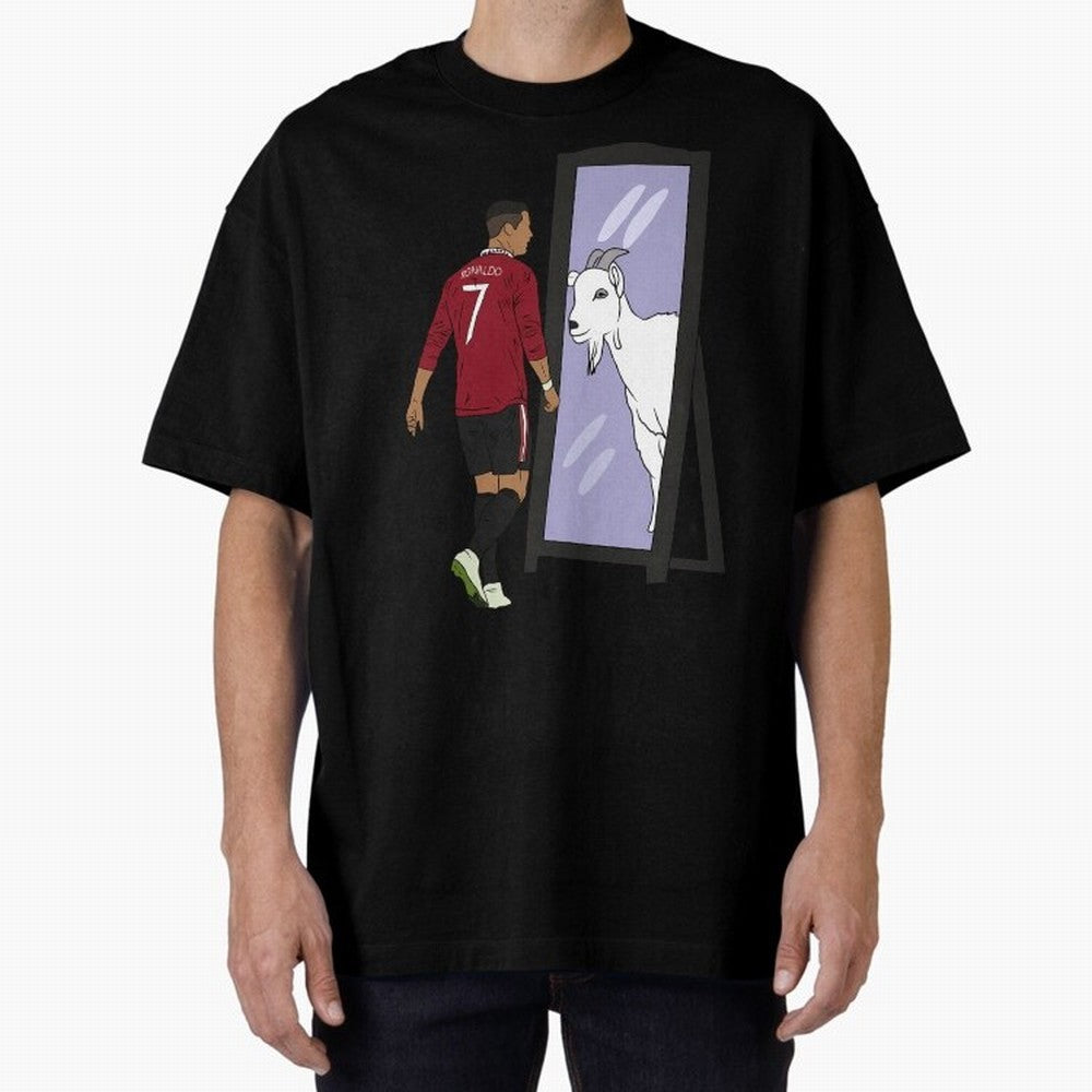 Cristiano Ronaldo Mirror GOAT Oversized T-Shirt Celebrate Supporters United by the FIFA World Cup 2026 Group Stage Journey through Haaland and Mbappe Highlights, Spain Pride, Soccer Culture, Superstar Moments, National Team Dreams and Competitive