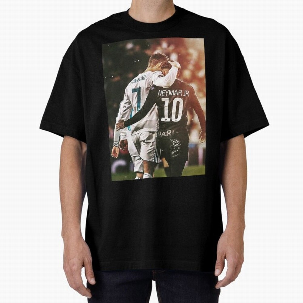 CR7 N Neymar Oversized T-Shirt Bring Trophy Dreams to the FIFA World Cup 2026 Journey through Messi Highlights, Portugal Pride, Stadium Chants, National Pride, Trophy Dreams and Unforgettable Football Memories; Created for Match Day Parties, Soccer