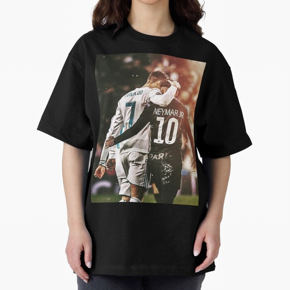 CR7 N Neymar Oversized T-Shirt Bring Trophy Dreams to the FIFA World Cup 2026 Journey through Messi Highlights, Portugal Pride, Stadium Chants, National Pride, Trophy Dreams and Unforgettable Football Memories; Created for Match Day Parties, Soccer