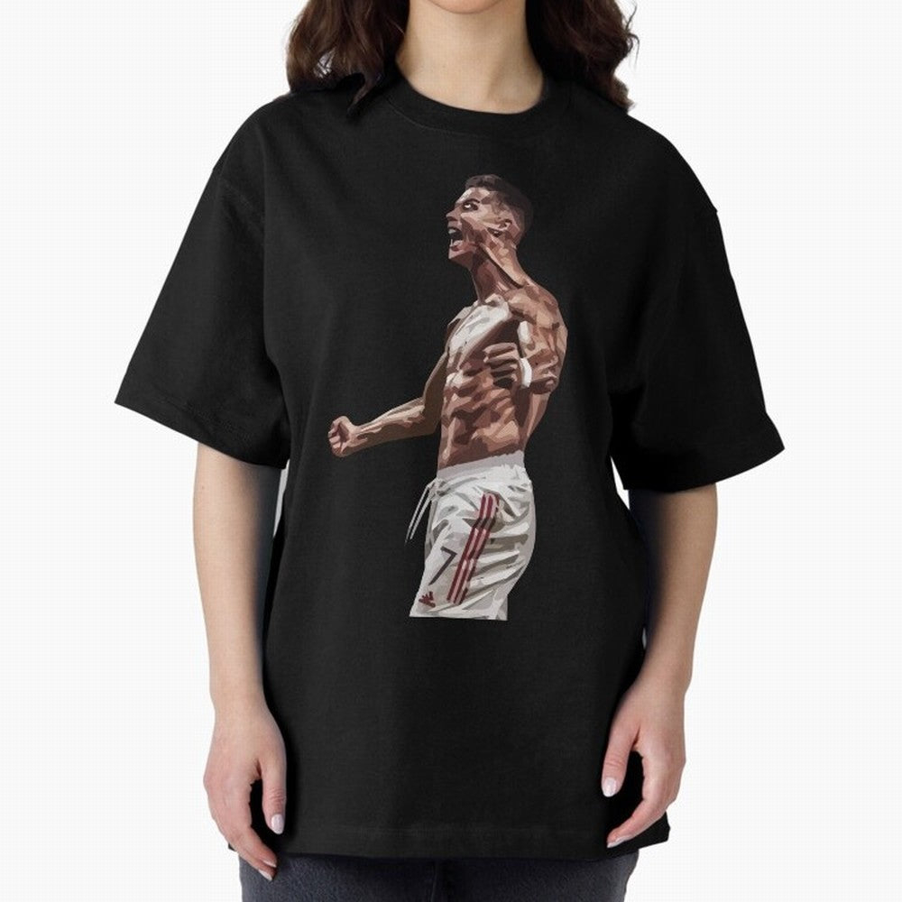 Cristiano Ronaldo - Celebration - CR7 - Black Oversized T-Shirt Carry the Colors and Pride of the FIFA World Cup 2026 Journey through Mbappe Highlights, Argentina and Brazil Pride, Classic Soccer Heritage, Championship Pressure, Fan Loyalty and