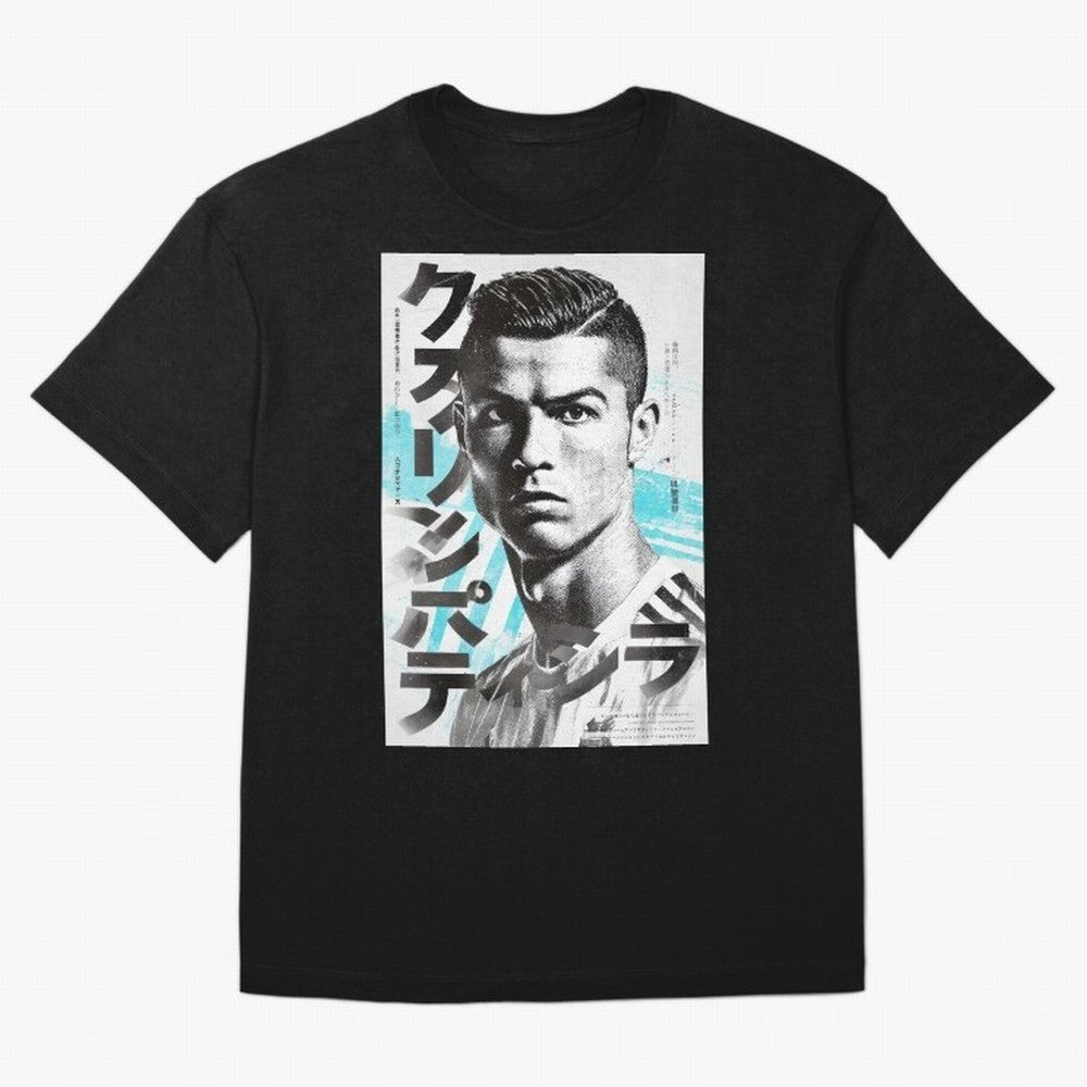 Cristiano Japanese Poster Oversized T-Shirt Celebrate Supporters United by the FIFA World Cup 2026 Journey through Haaland Highlights, France Pride, Classic Soccer Heritage, Championship Pressure, Fan Loyalty and International Pride; Ideal for