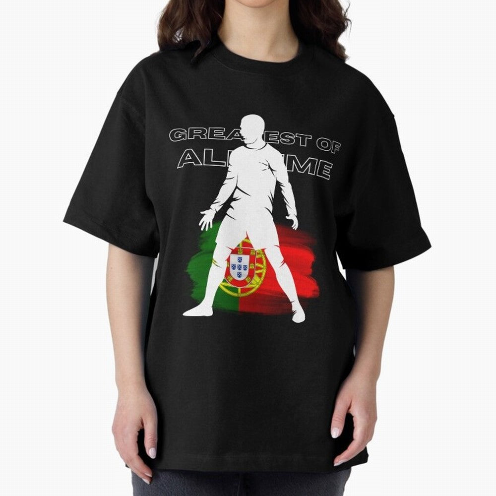Cristiano Ronaldo Portugal Greatest Of All Time Oversized T-Shirt Show Your Stadium Side during Match Day Hype around FIFA World Cup 2026 USA Canada Mexico, CR7 and Messi, England, Supporter Pride, Iconic Celebrations, Legendary Names and Global