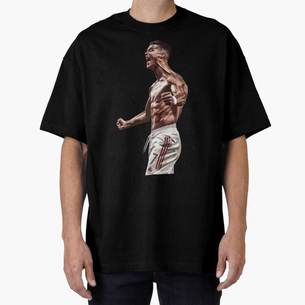 Cristiano Ronaldo - Celebration - CR7 - Manchester United Oversized T-Shirt Honor the Beautiful Game during Global Football Passion for FIFA World Cup 2026, Inspired by Haaland and Mbappe, Portugal, Worldwide Fan Energy, Dramatic Goals, Stadium