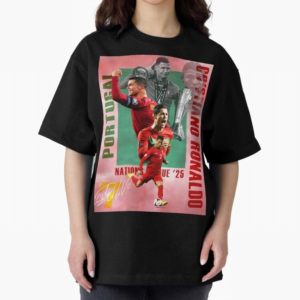 Cristiano Ronaldo Portugal Football Legend Oversized T-Shirt Join Global Football Passion for FIFA World Cup 2026 USA Canada Mexico, Centered on CR7 and Messi, Portugal, Sports Nostalgia, International Competition, Famous Players and Unforgettable