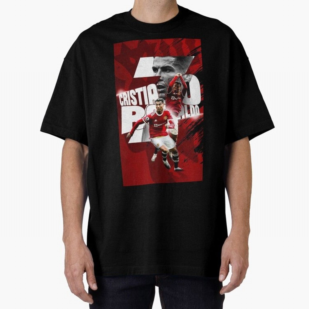 Cristiano Ronaldo Illustration Oversized T-Shirt Celebrate Golden Goal Energy in Global Football Passion for FIFA World Cup 2026 USA Canada Mexico, Connected to Cristiano Ronaldo, Haaland and CR7, Brazil, Classic Soccer Heritage, Championship