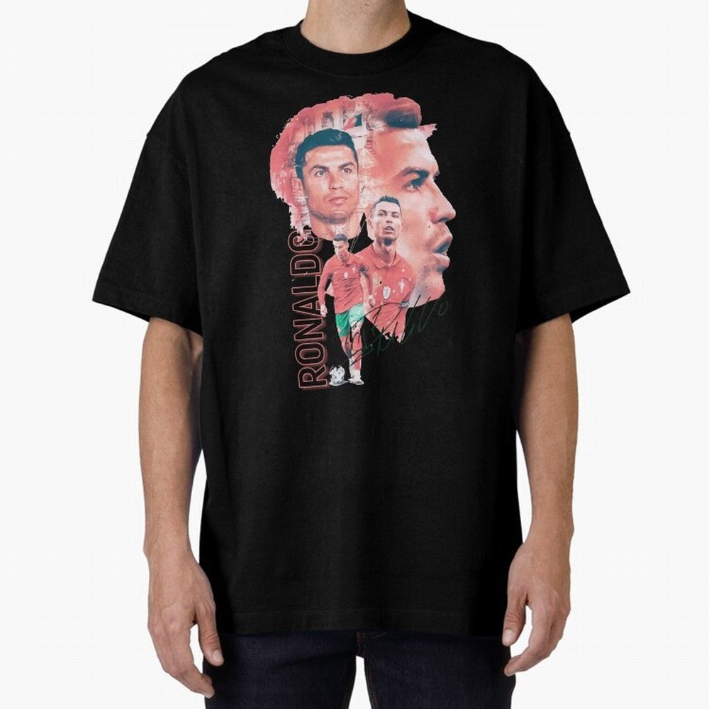 Cristiano Ronaldo Design Oversized T-Shirt Carry Match Day Hype around FIFA World Cup 2026, CR7 and Messi, Germany, Classic Soccer Heritage, Championship Pressure, Fan Loyalty and International Pride; Great for Watch Parties, Sports Bars, Family