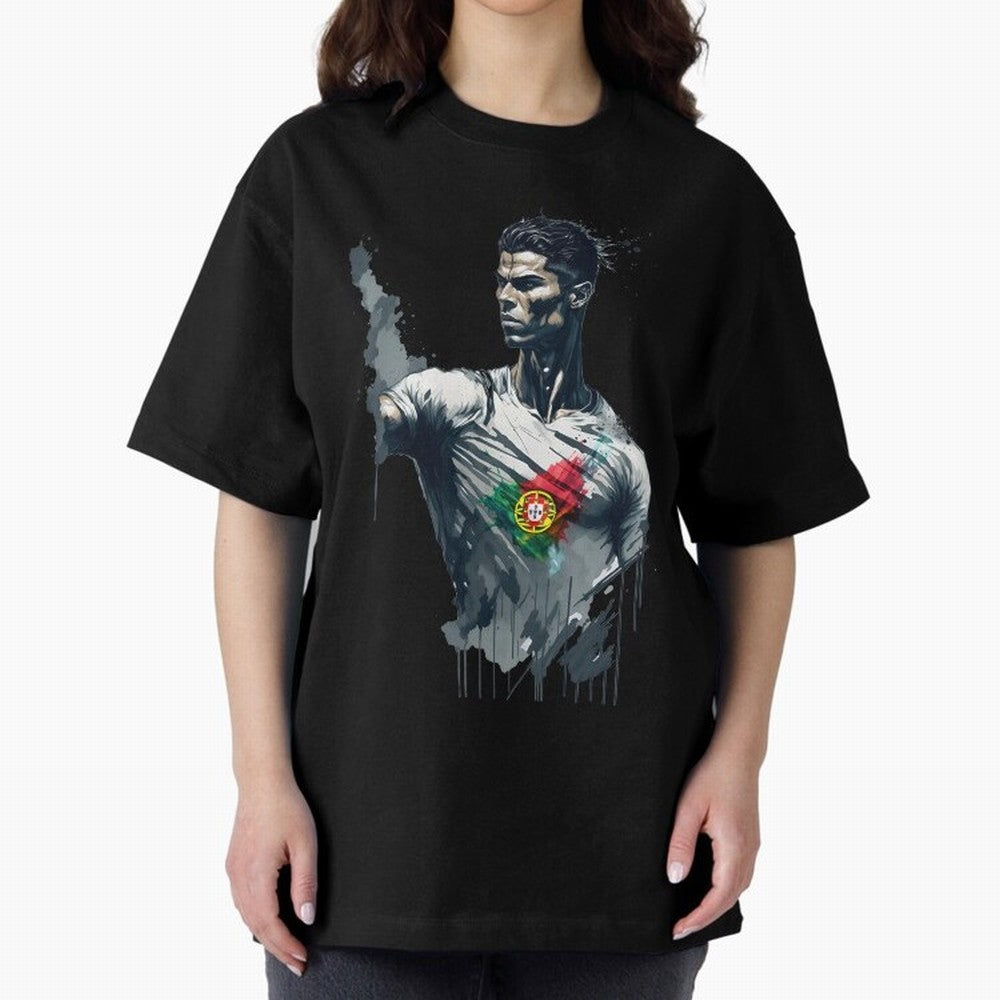 Cristiano Ronaldo splash art Oversized T-Shirt Keep Football History Alive during FIFA World Cup 2026 USA Canada Mexico Filled with Cristiano Ronaldo, Argentina, France and Brazil Energy, Match Day Excitement, Supporter Culture, Golden Goals and