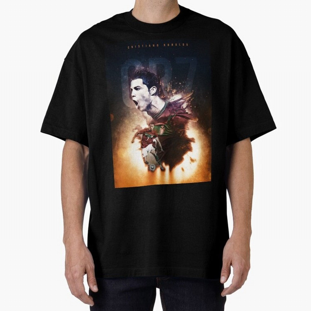 Cristiano Ronaldo 7 Oversized T-Shirt Follow FIFA World Cup 2026 USA Canada Mexico for Fans of Neymar, Haaland and Cristiano Ronaldo and Argentina, Bringing Championship Spirit, Famous Goals, Roaring Crowds and International Football Unity; Ideal