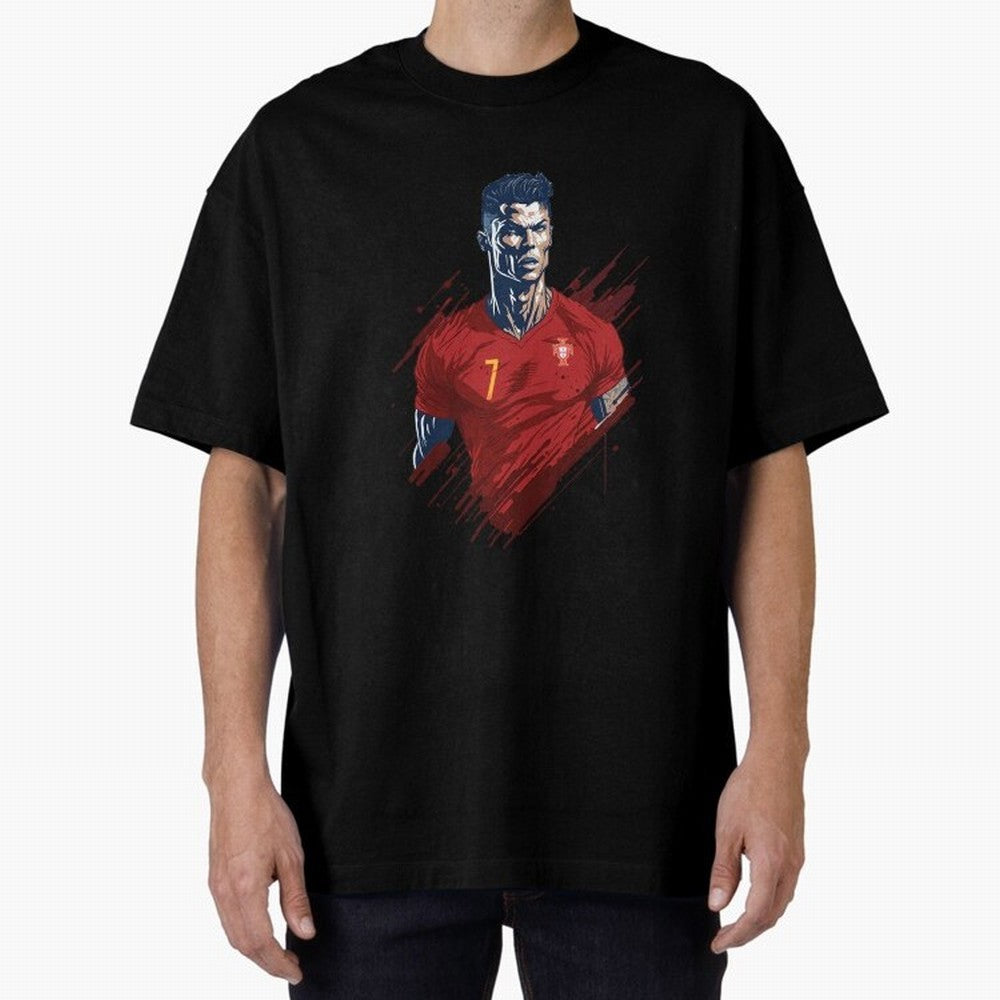 Cristiano Ronaldo splash art Oversized T-Shirt Follow the Final Road of the FIFA World Cup 2026 Journey through Cristiano Ronaldo Highlights, Brazil, Portugal and Argentina Pride, Stadium Memories, Football Loyalty, International Chants and
