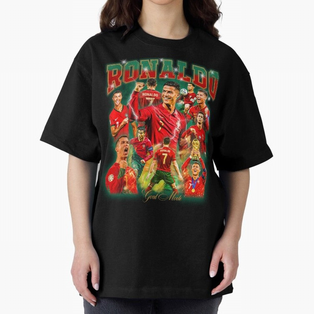 Ronaldo Vintage Bootleg Design Oversized T-Shirt Relive the Noise and Pride of FIFA World Cup 2026 Group Stage for Fans of Haaland and Mbappe and France, Bringing Match Day Excitement, Supporter Culture, Golden Goals and Global Football Passion;