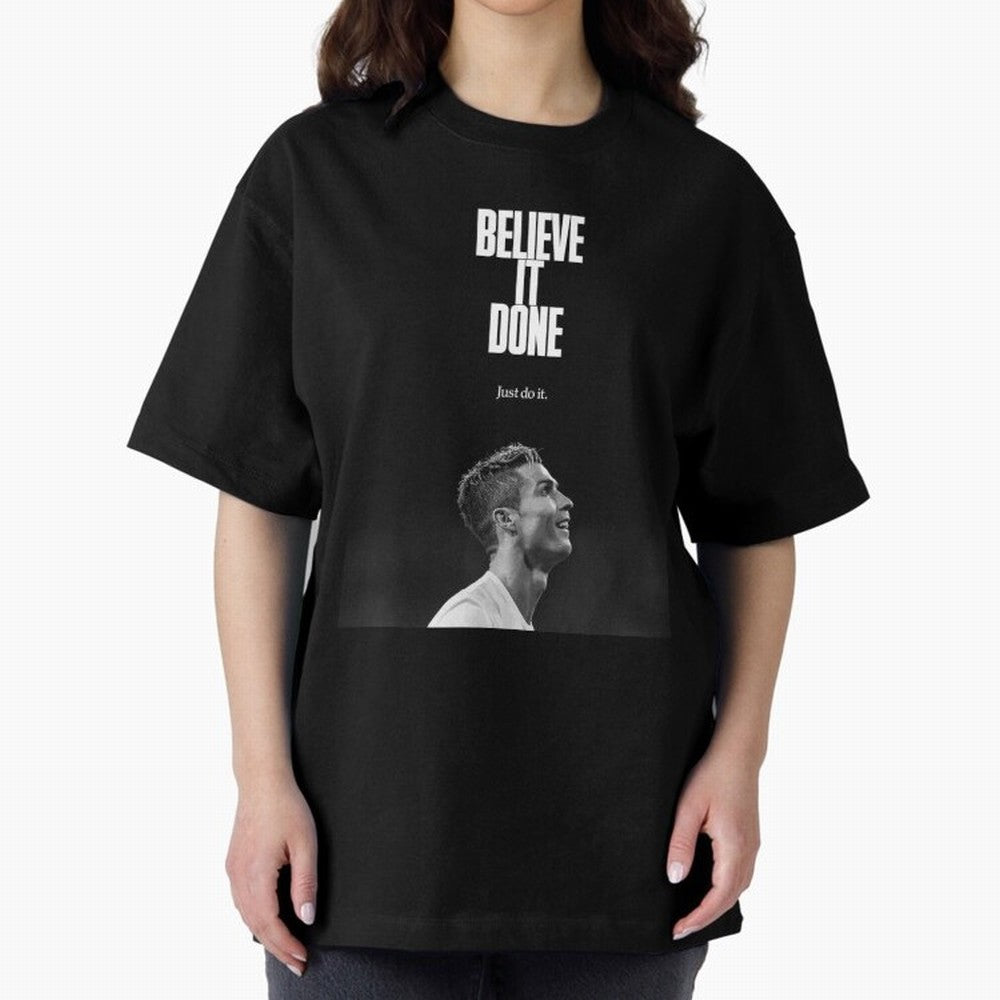CRISTIANO RONALDO BELIVE IT DONE Oversized T-Shirt Celebrate the Magic of FIFA World Cup 2026 Spirit, Built around Portugal, Spain and Germany, Haaland, Football History, Final Match Energy, Crowd Noise and Once in a Lifetime Moments; Made for Die