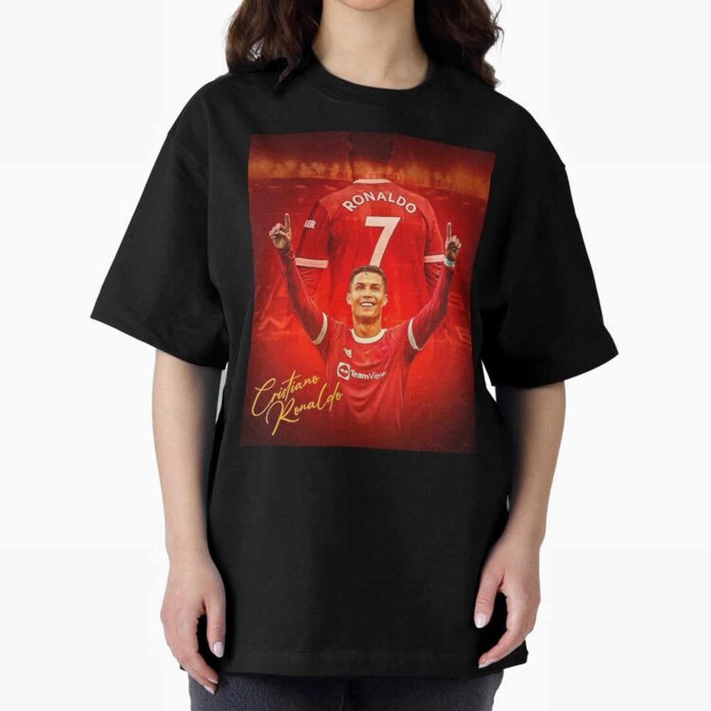 Cristiano Ronaldo Poster Oversized T-Shirt Celebrate Global Football Passion for FIFA World Cup 2026 USA Canada Mexico, Filled with Messi and Cristiano Ronaldo, England, France and Netherlands, Match Day Excitement, Supporter Culture, Golden Goals