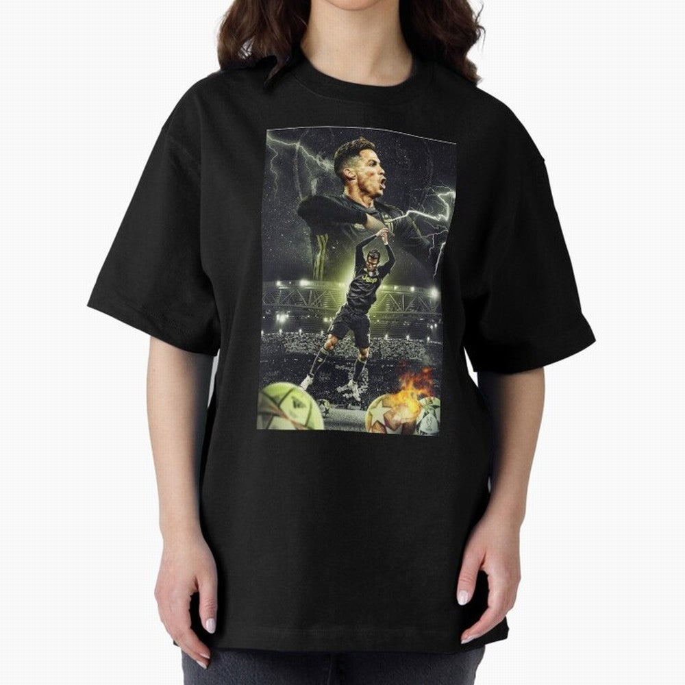 Ronaldo Illustration iPhone Case Oversized T-Shirt Show Fan Pride Across FIFA World Cup 2026 for Fans of Messi and Cristiano Ronaldo and Brazil, Bringing Classic Soccer Heritage, Championship Pressure, Fan Loyalty and International Pride; Ideal for