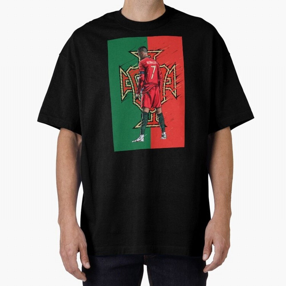 CR7 Portugal Oversized T-Shirt Follow FIFA World Cup 2026 Group Stage Celebrating Haaland and Mbappe, England and Germany Energy, Retro Football Energy, Iconic Rivalries, Trophy Chase Drama and Stadium Atmosphere; Ideal for Football Dads, Football